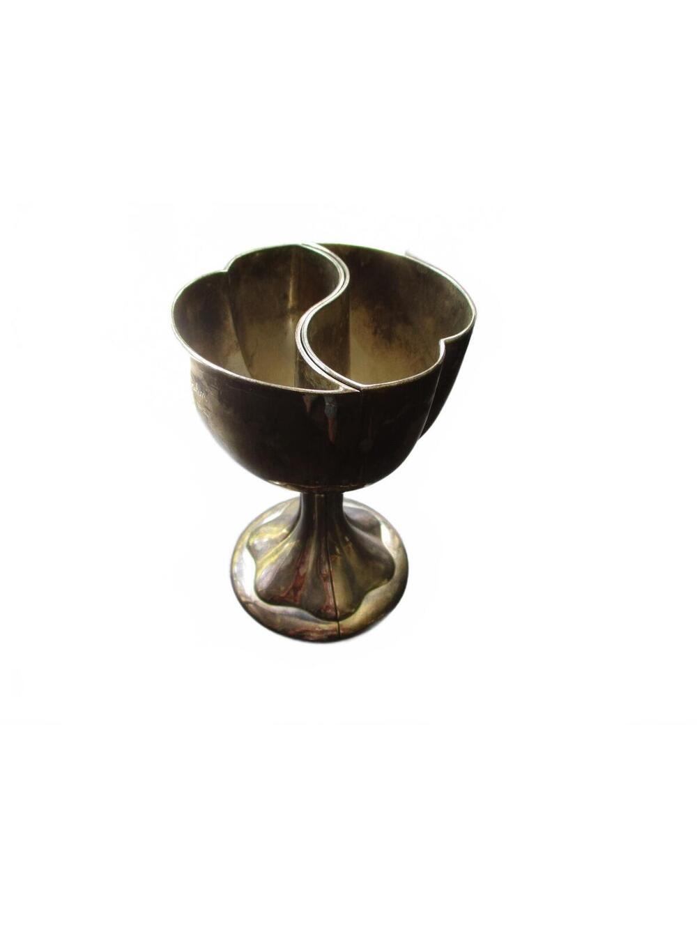 Vintage Hordon Silver Plated Split Heart Unity Chalice Engraved John Vanessa